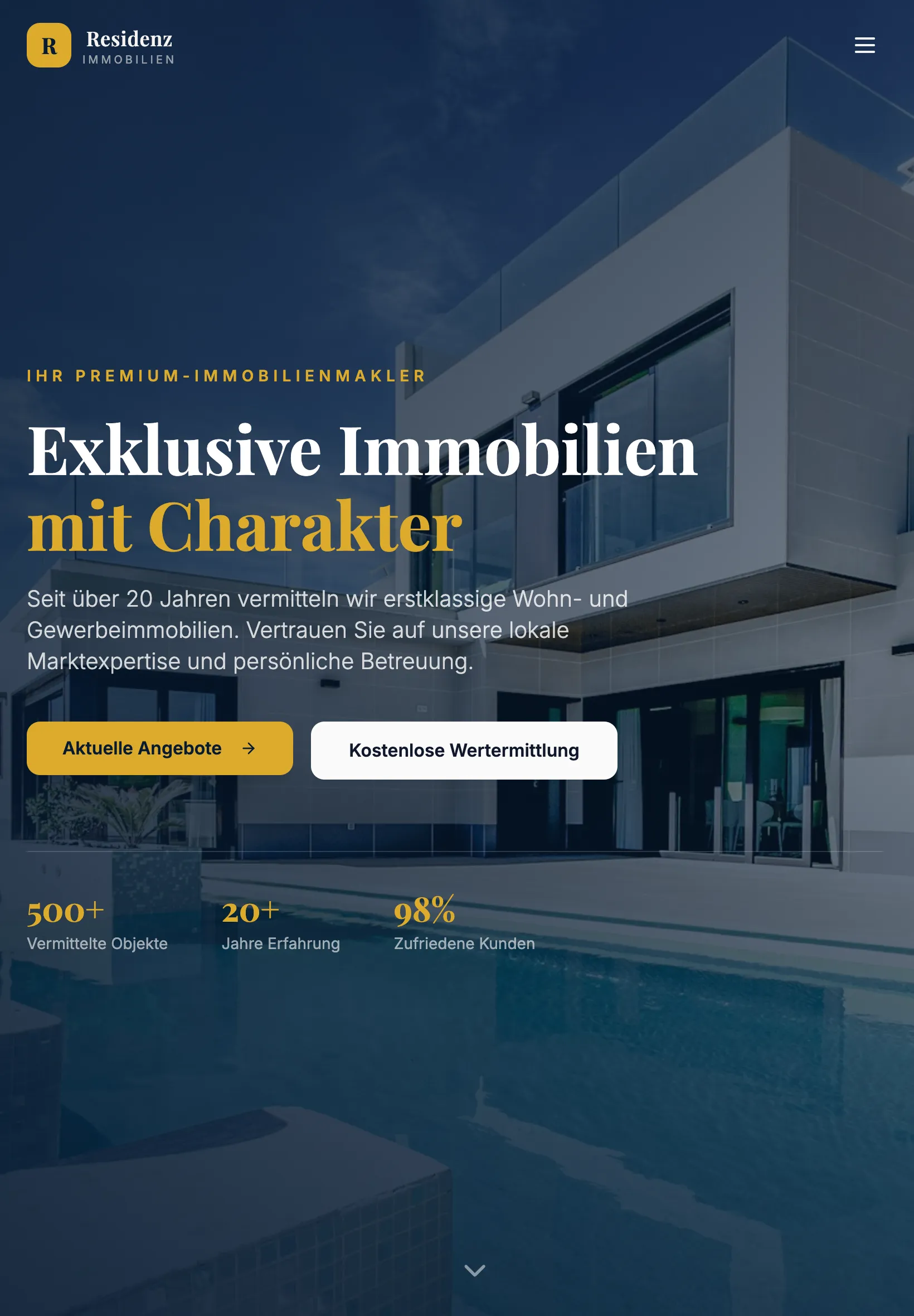 Mobile Webdesign-Konzept für einen Immobilienmakler – Portfolio von ArtiPixel Webdesign Berlin