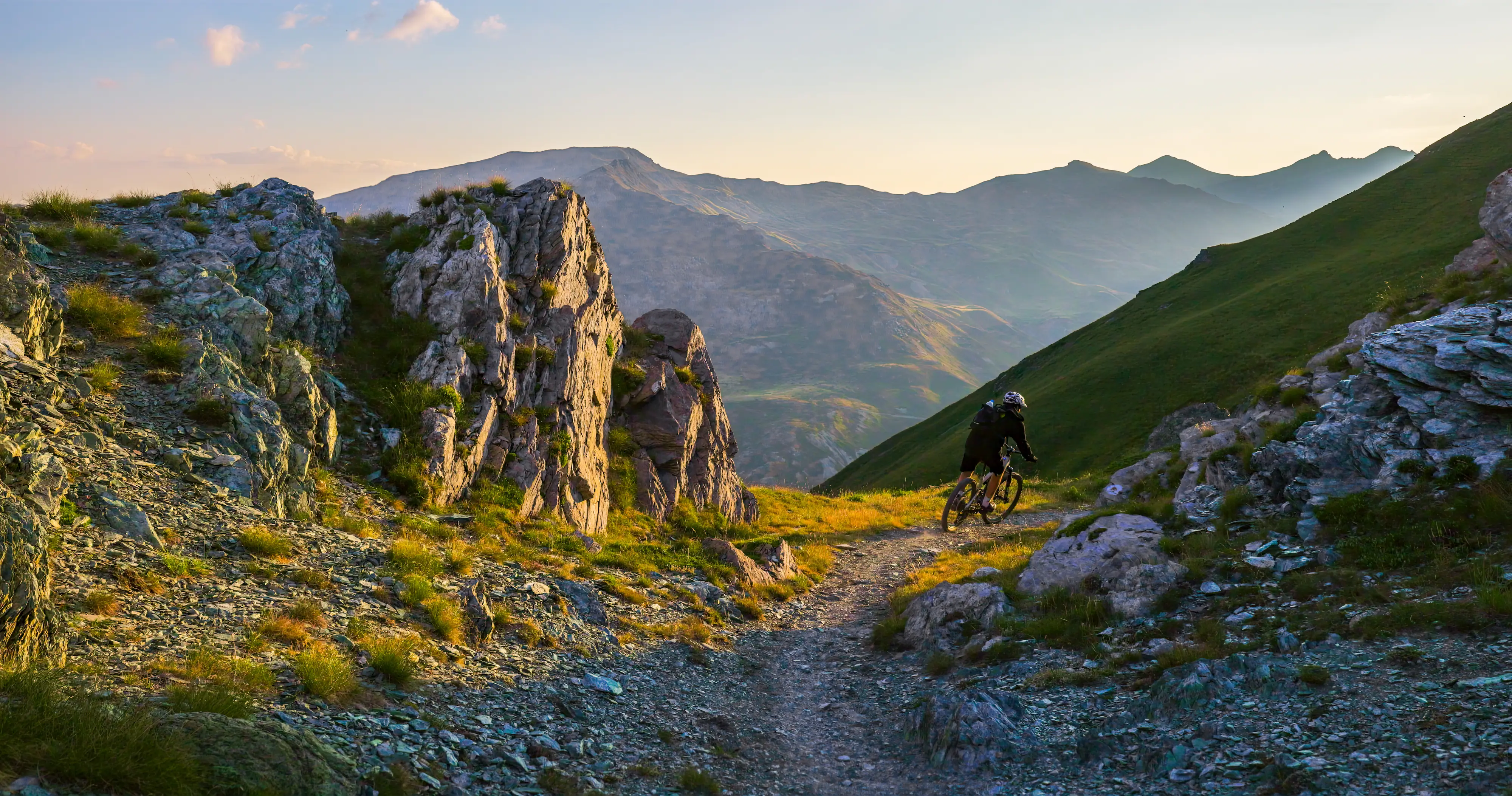 Mountain biking with electric bike Husqvarna on the Dinaric Alps, Albania