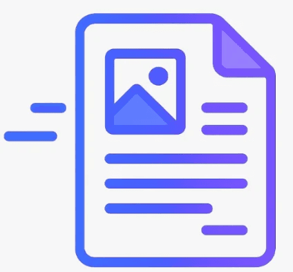 Icône création articles blog - Document bleu-violet avec IA rédaction automatique SEO