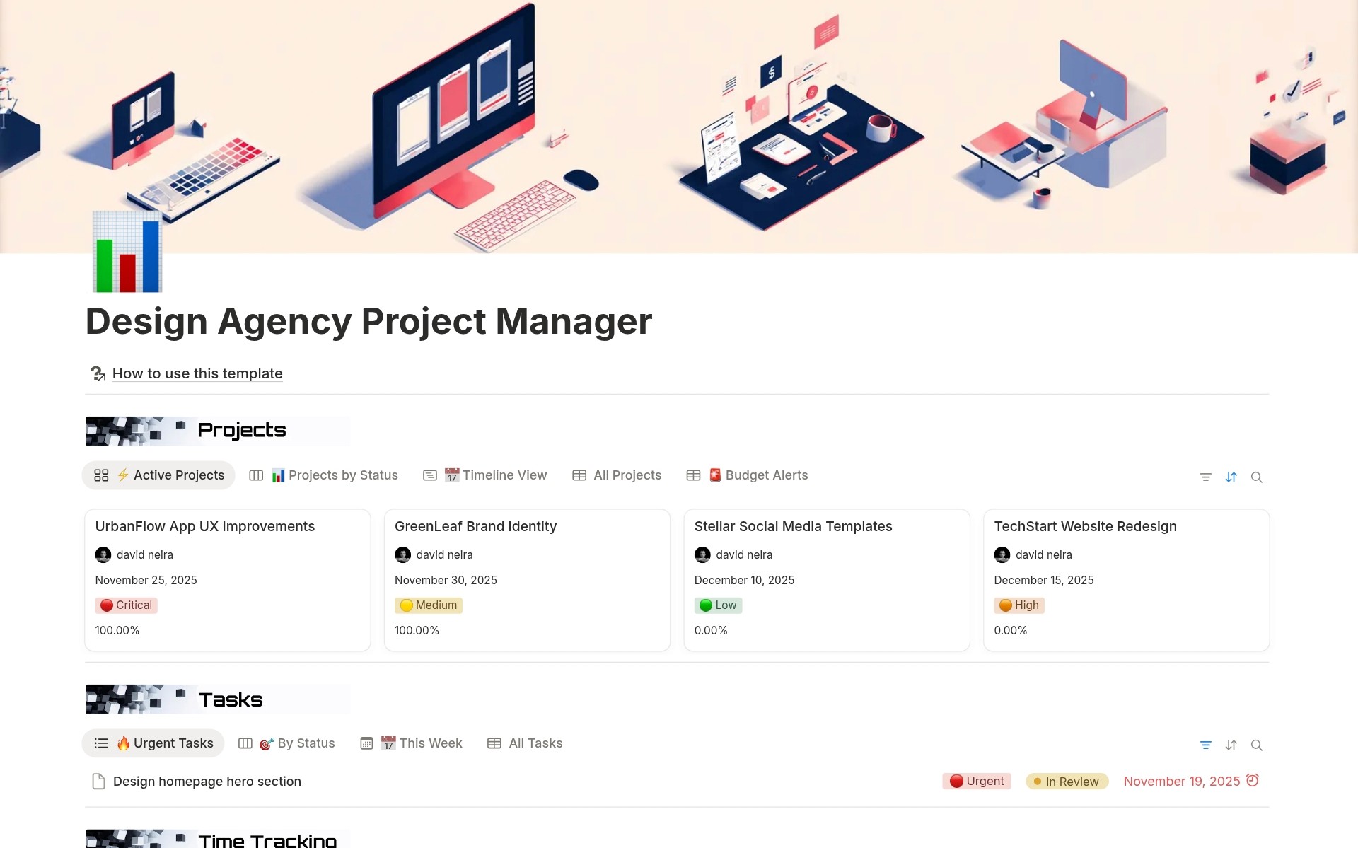 Design Agency Project Manager Dashboard Screenshot