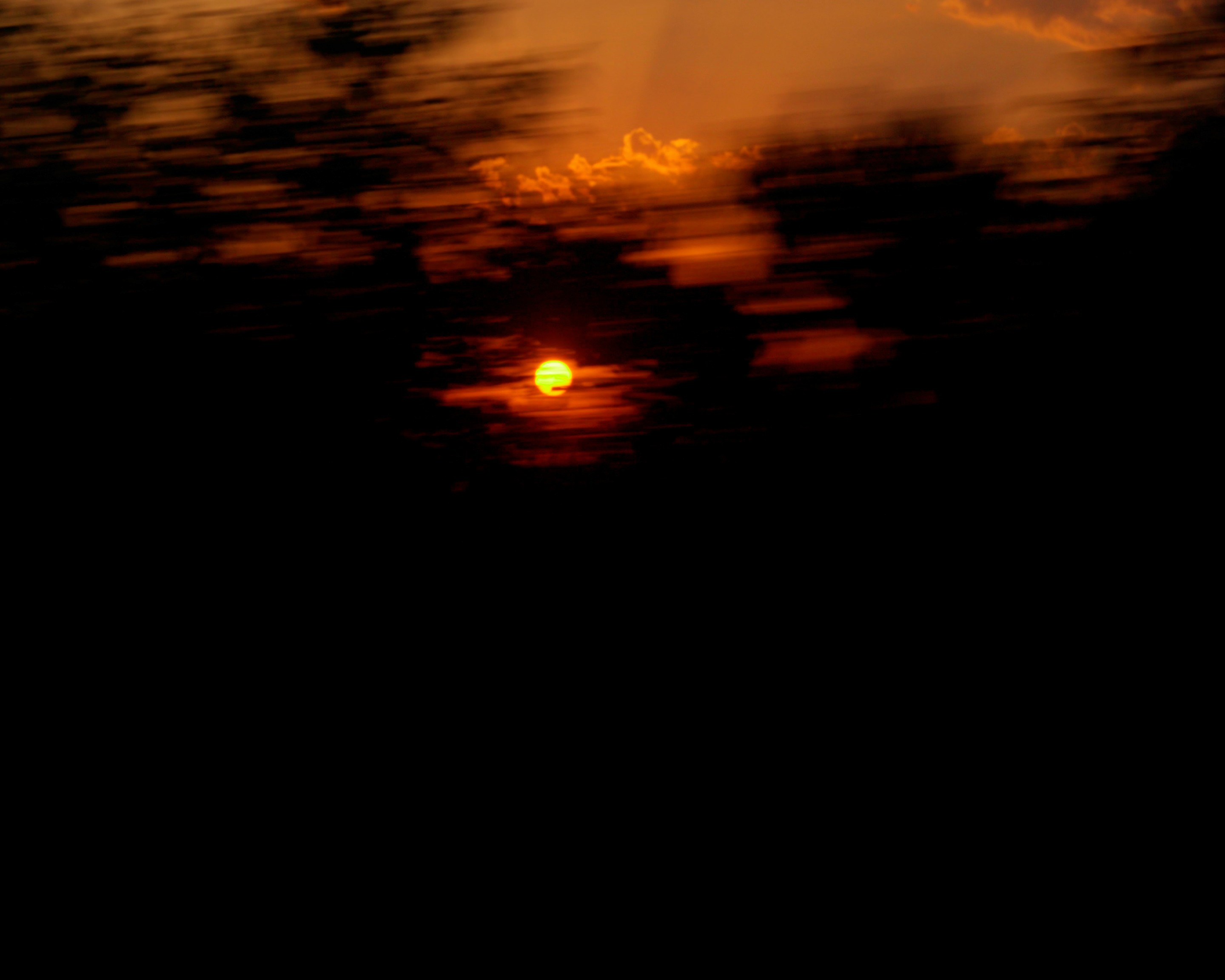Sunset seen through the train window