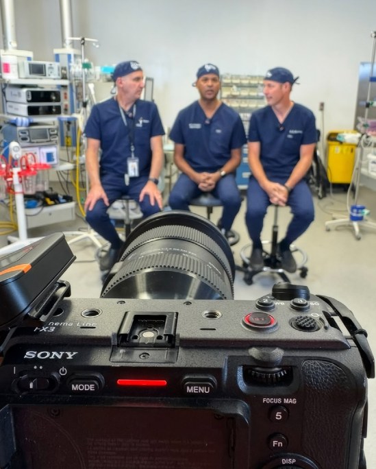 POV Marketing camera filming Talking With Docs surgeons