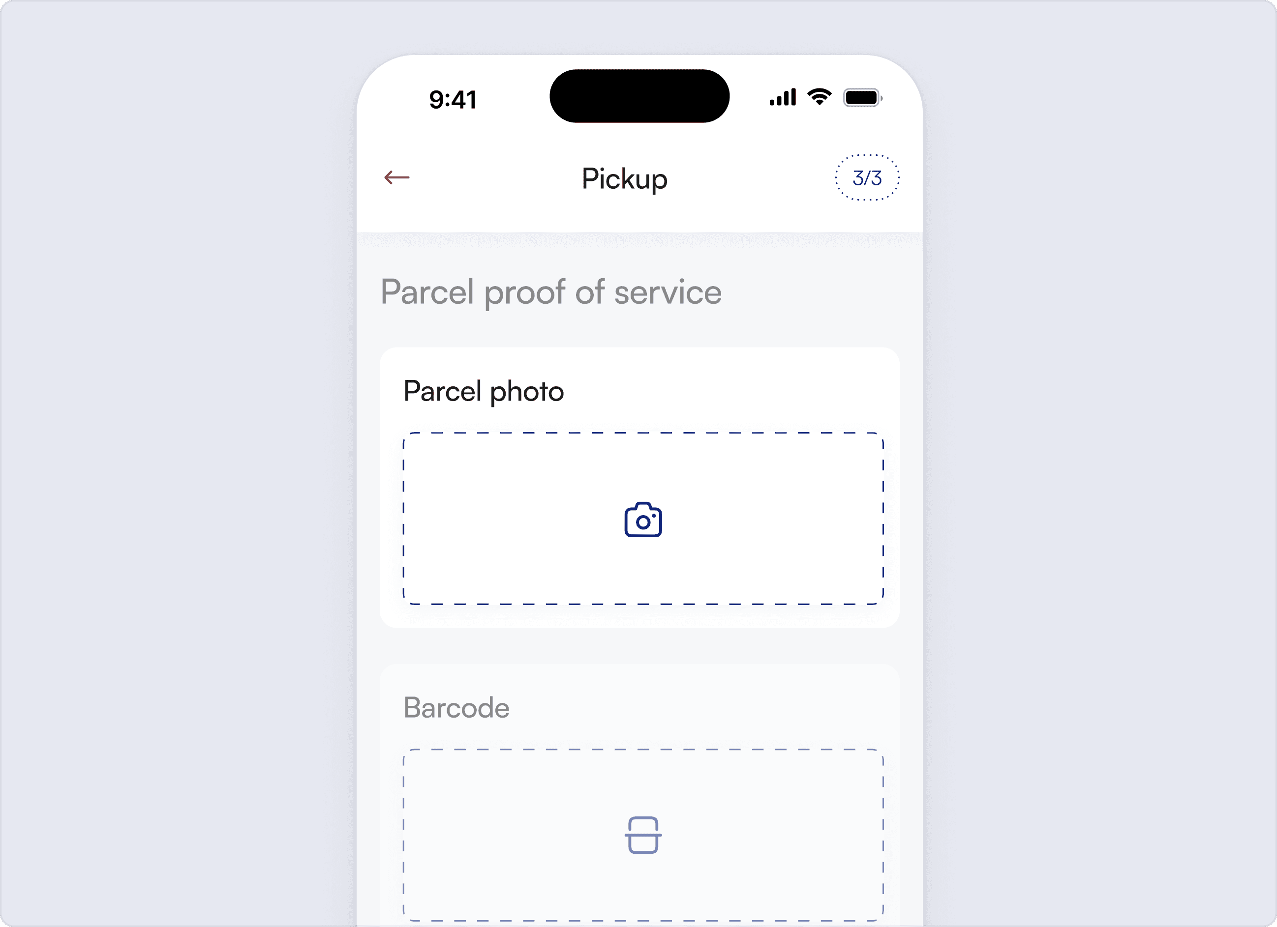 Parcel photo screen