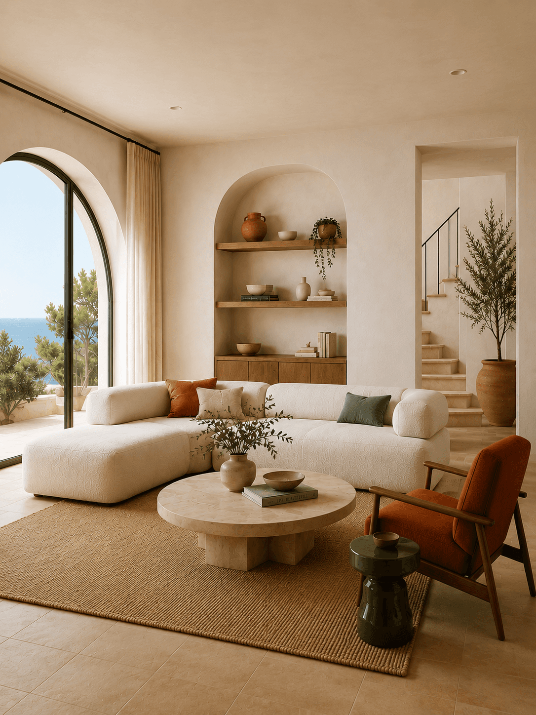 Serene Mediterranean-inspired living room