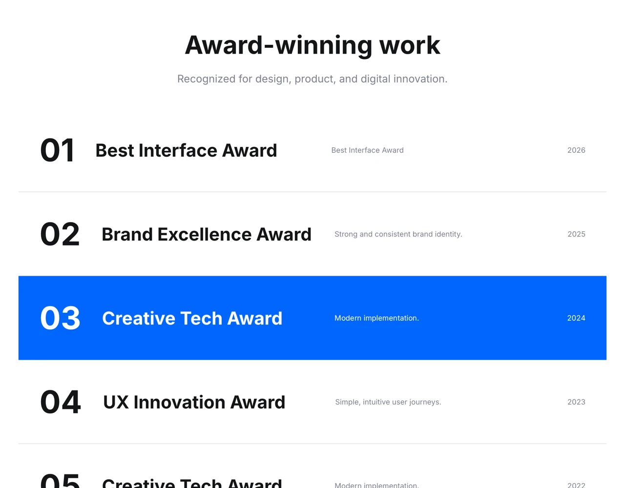 Framer Award Section - Frameblox UI