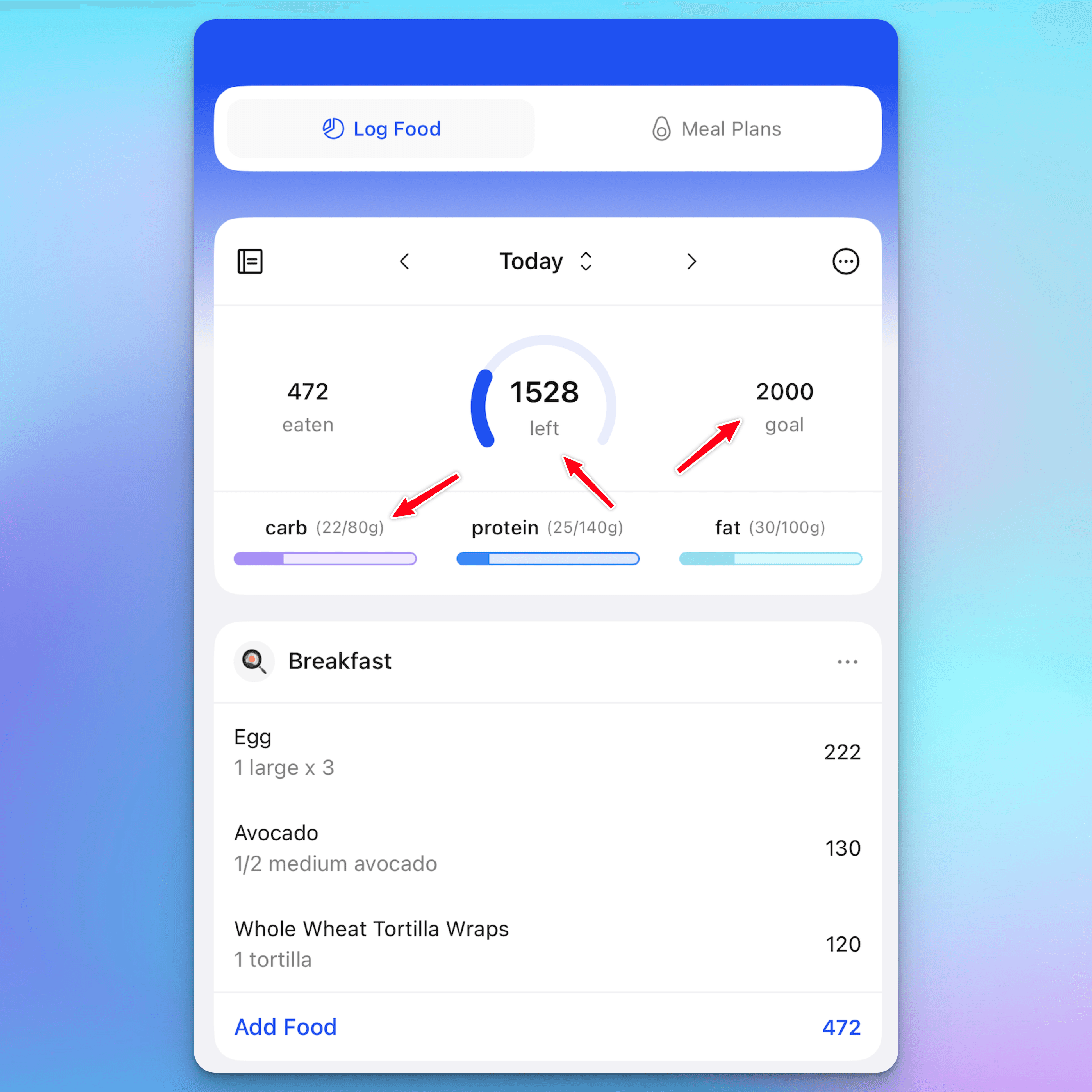 hubfit nutrition tracker - Macro Targets