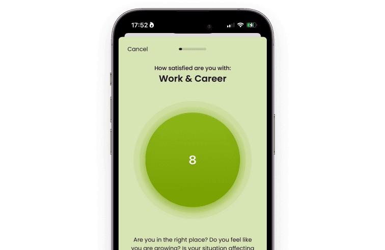 Rate your life satisfaction for Work & Career in Griply app