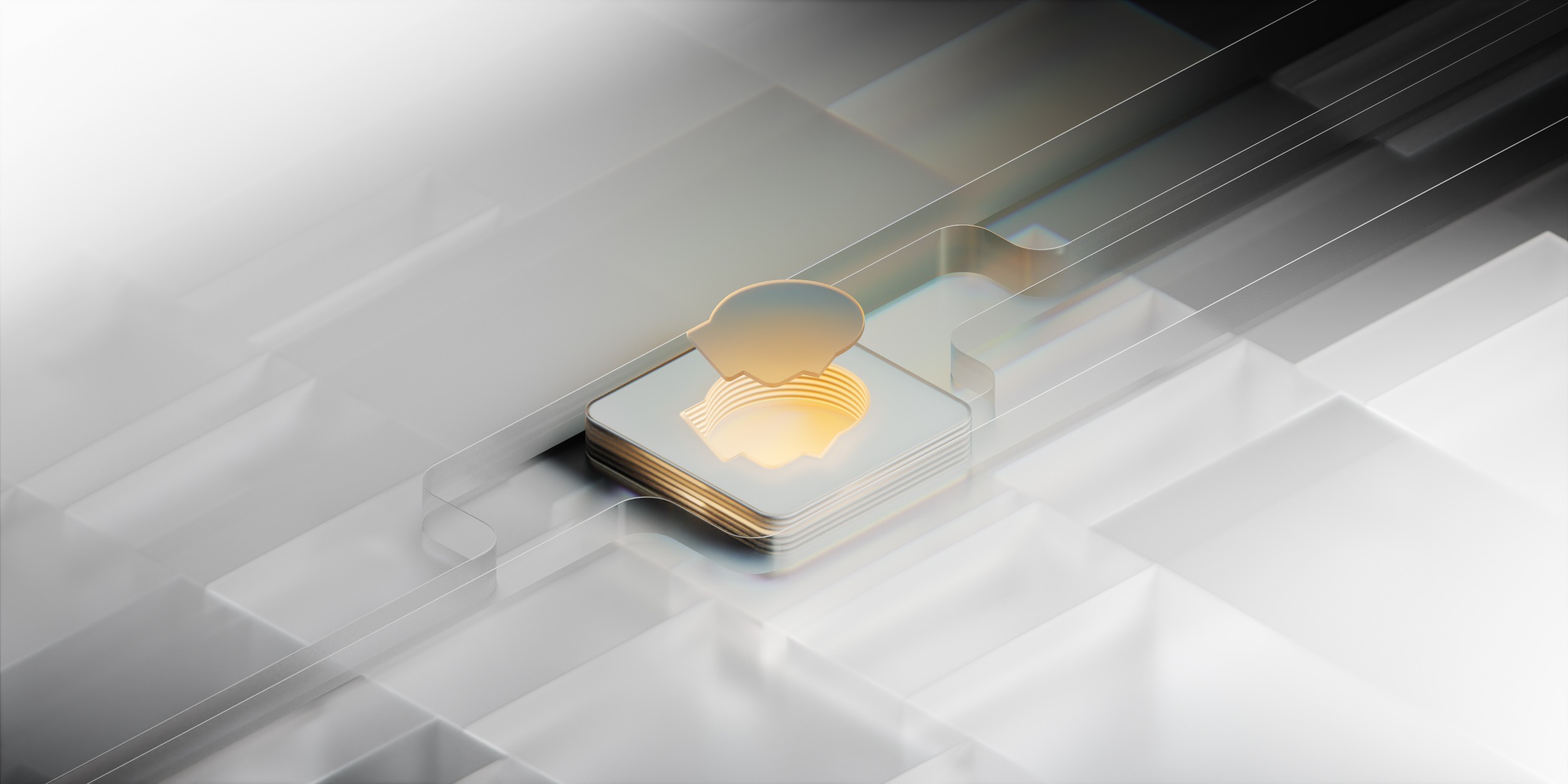 AI-driven data patterns visualized in a 3D cube world, using Cinema 4D and Redshift to enhance the clarity of machine learning analytics.