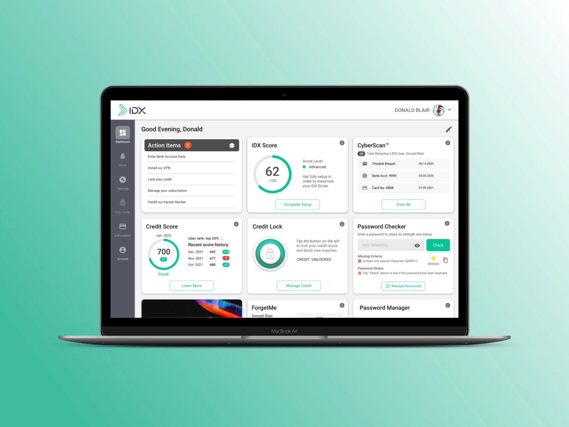 IDX member dashboard