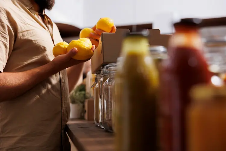 Es wird Frisch gepresster Saft in glas gefüllt