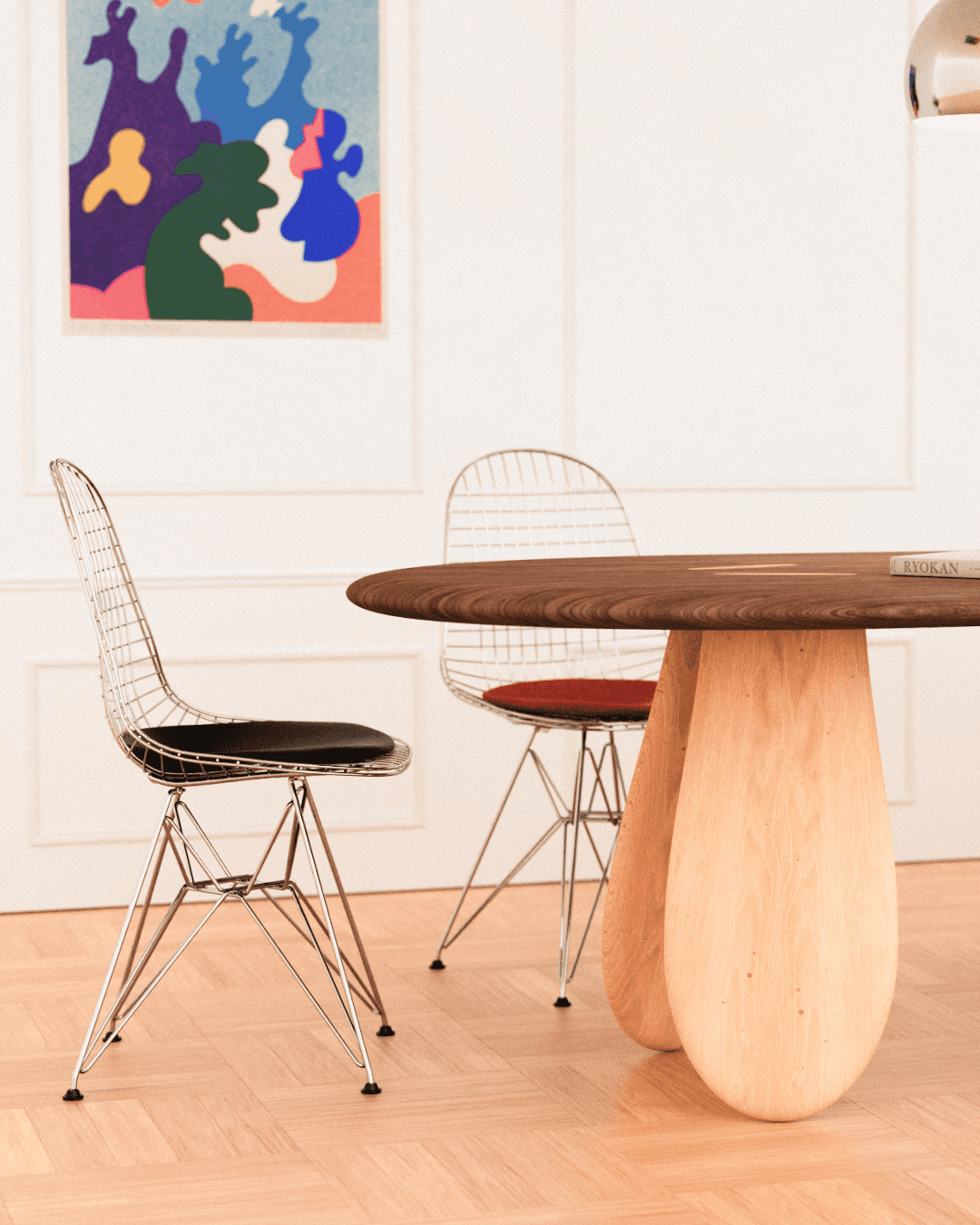 Noknok Design, Hatch Dining Table out of solid oak and walnut in in a modern interior 