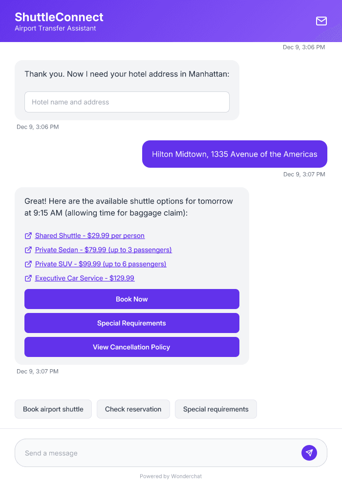 Airport Shuttle Booking AI Agent Template