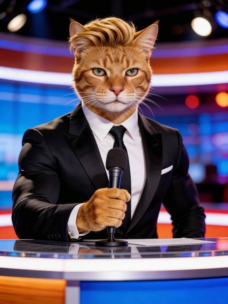 Cat news anchor avatar, free ai talking avatar video generator