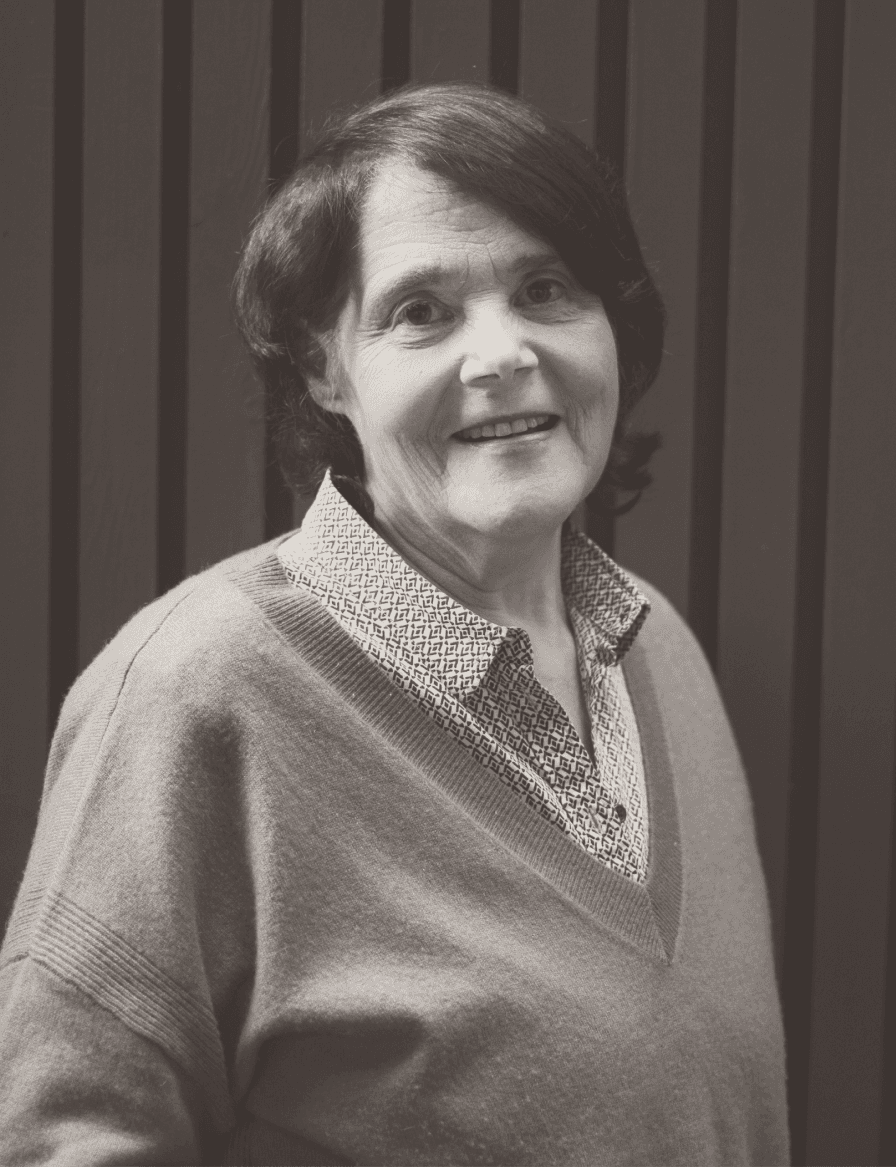 Black and white photo of Chief Strategy & Brand Officer, Dr. Helen Marks