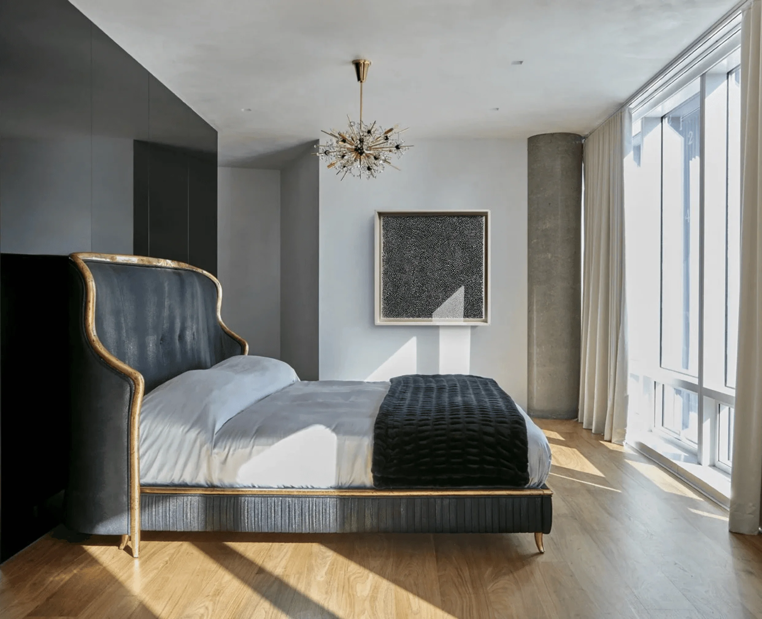 A primary bedroom at 445 Lafayette Street, designed by Axis Mundi