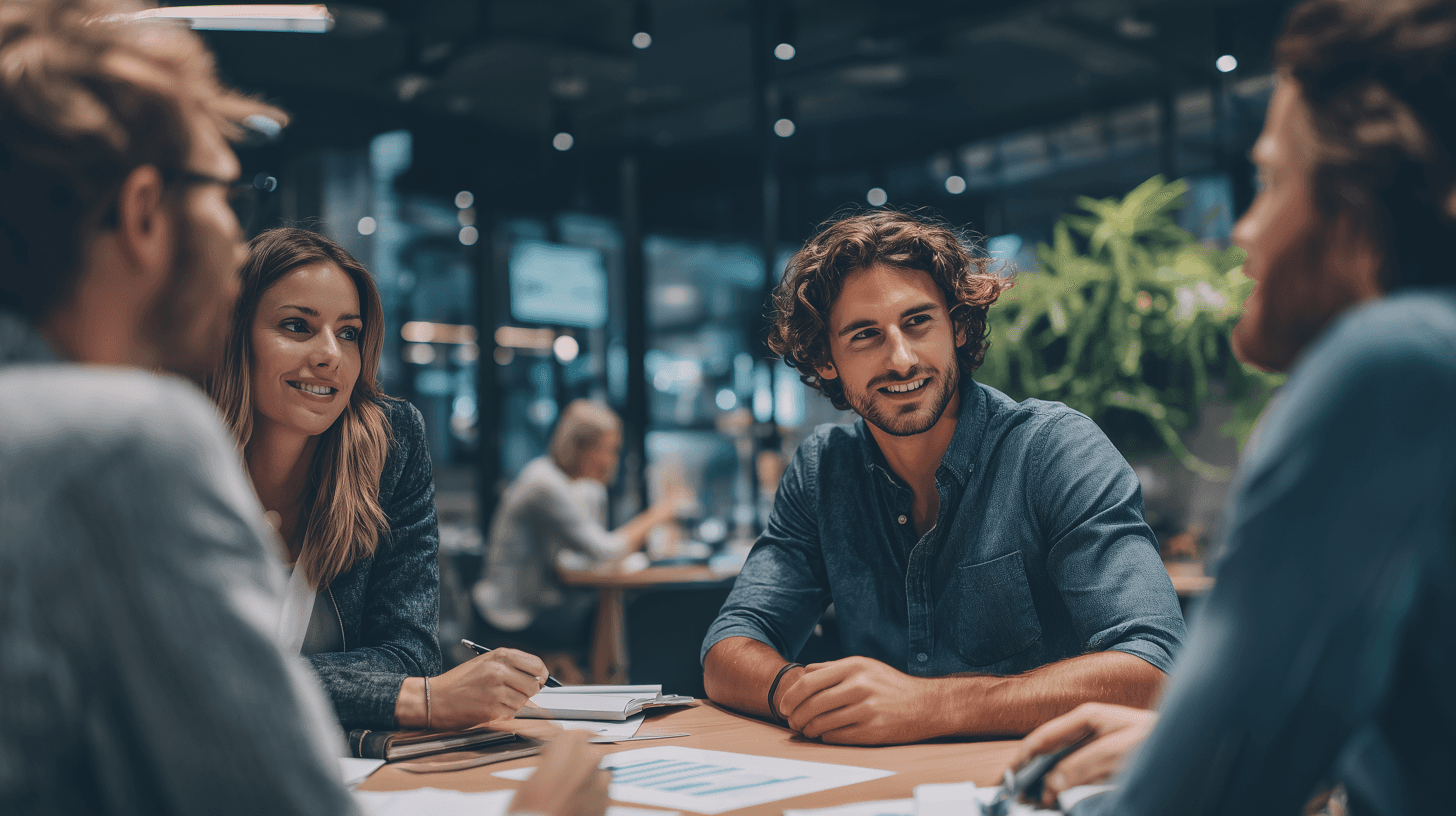 Team van professionals overlegt over informatiemanagement