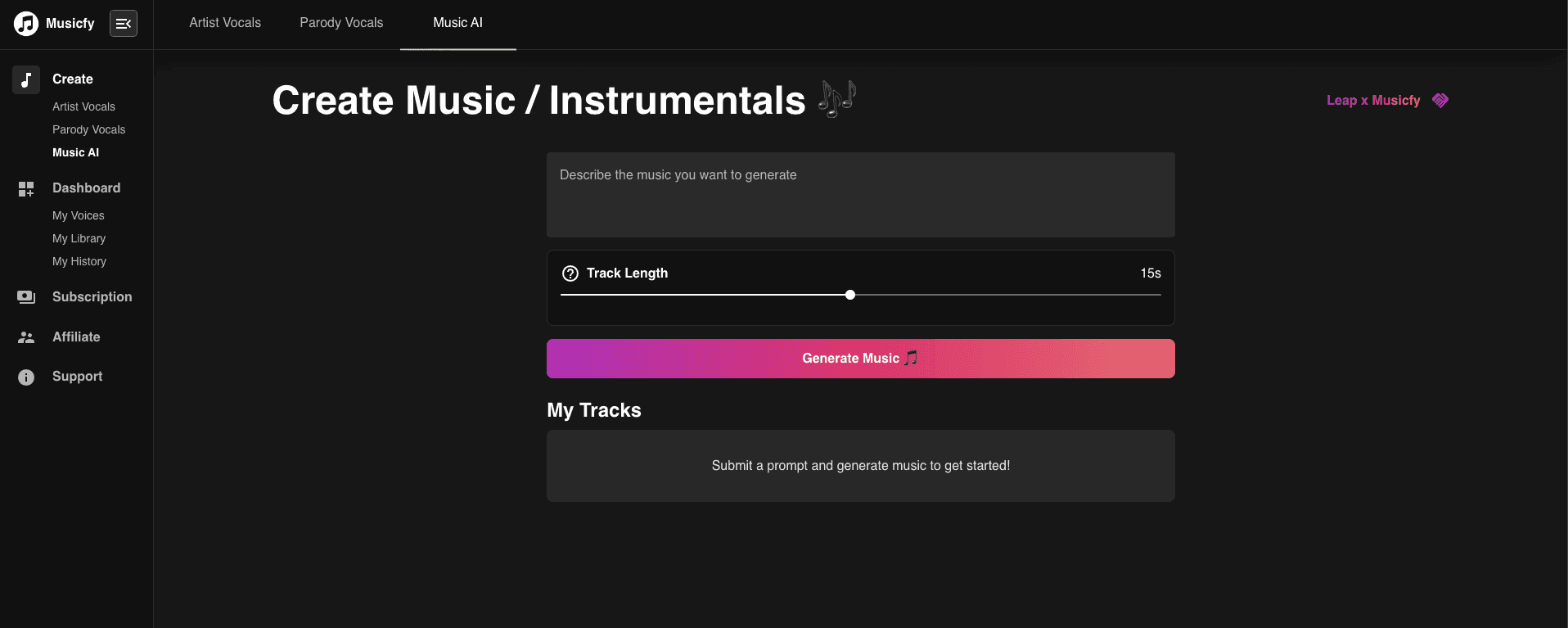 Musicfy's Free Text to Music and AI Rapper Voice Generator Tool
