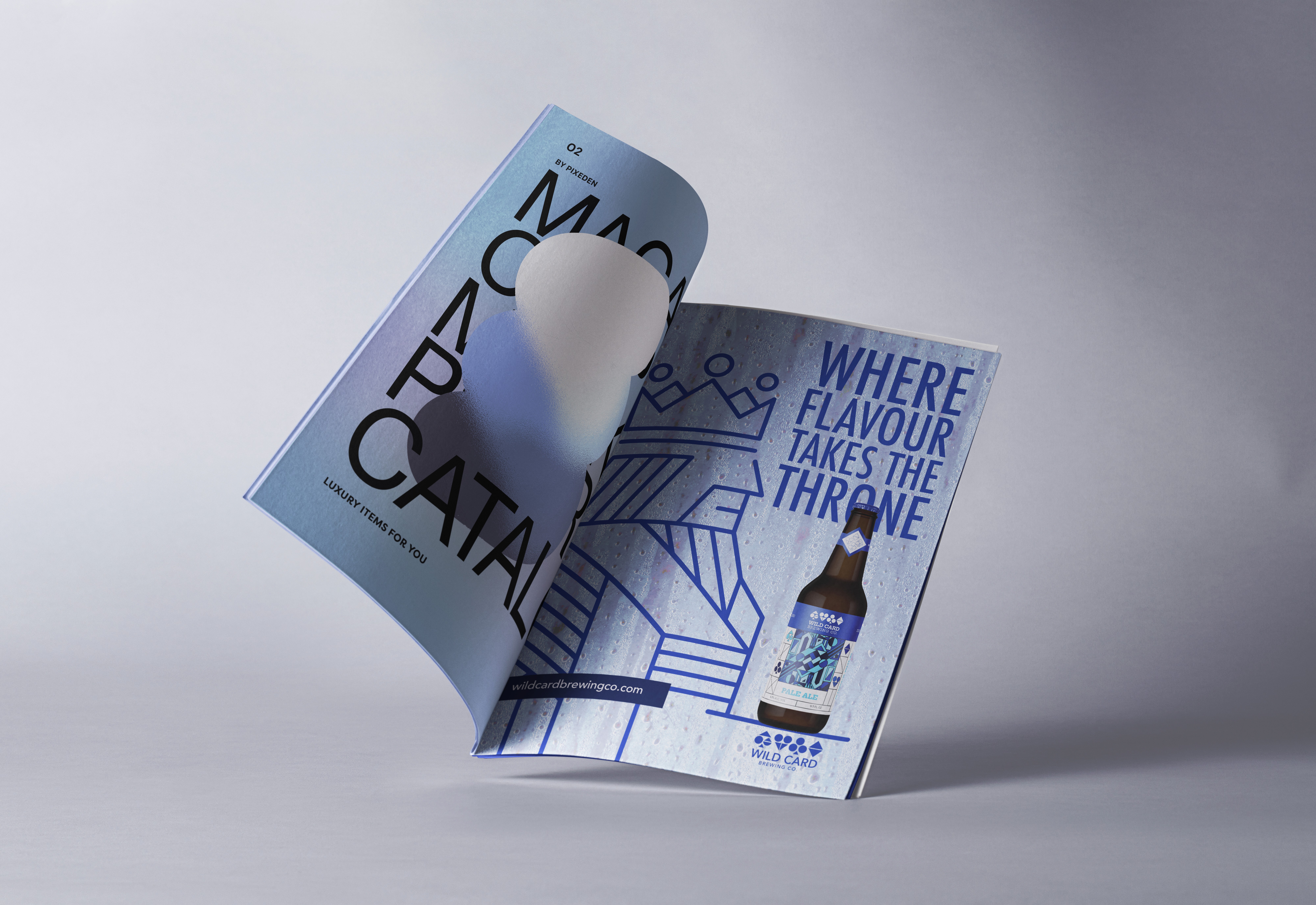 Mockup of the magazine ad placed into a magazine.