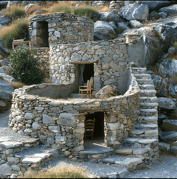 construccion de piedra escalonado
