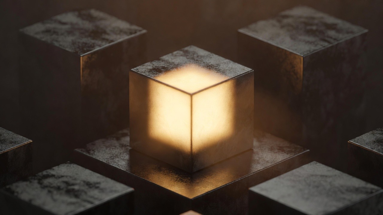 One lighted cubic and many black cubics representing the right function to lead AI adoption