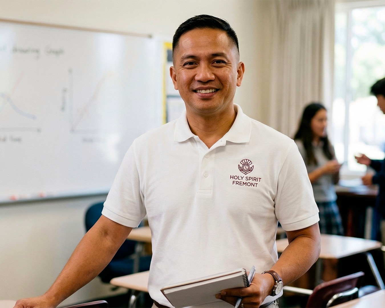 school staff wearing branded polo