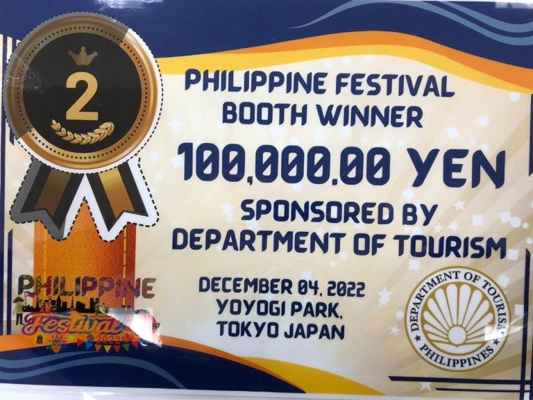second place booth winner smiles philippines festival tokyo