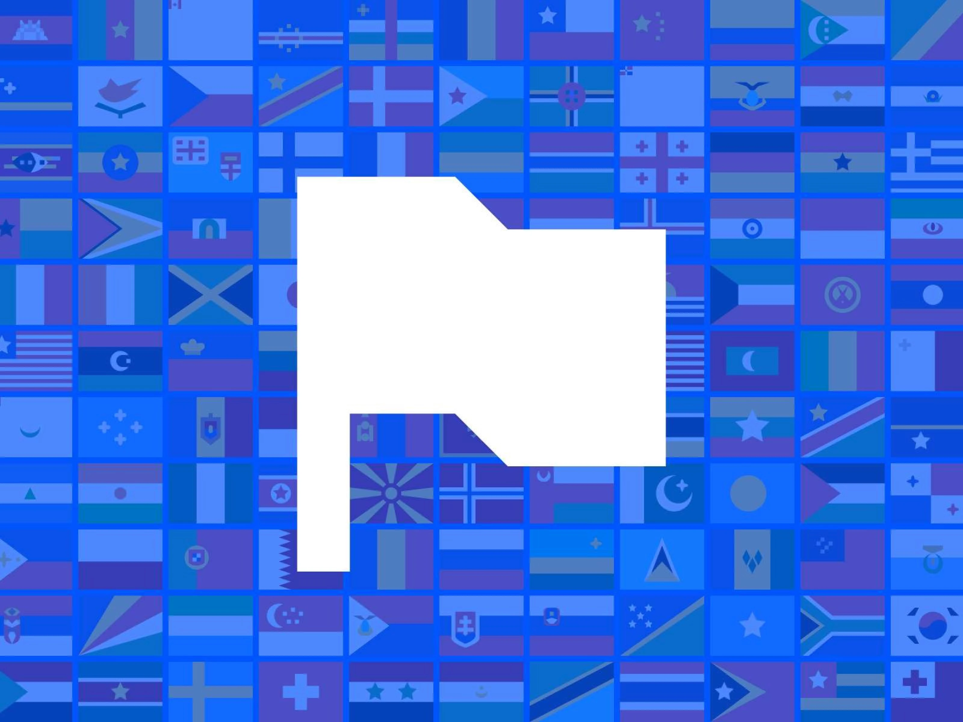A Country Flags graphic features a background of various national flag icons with a central white flag icon.