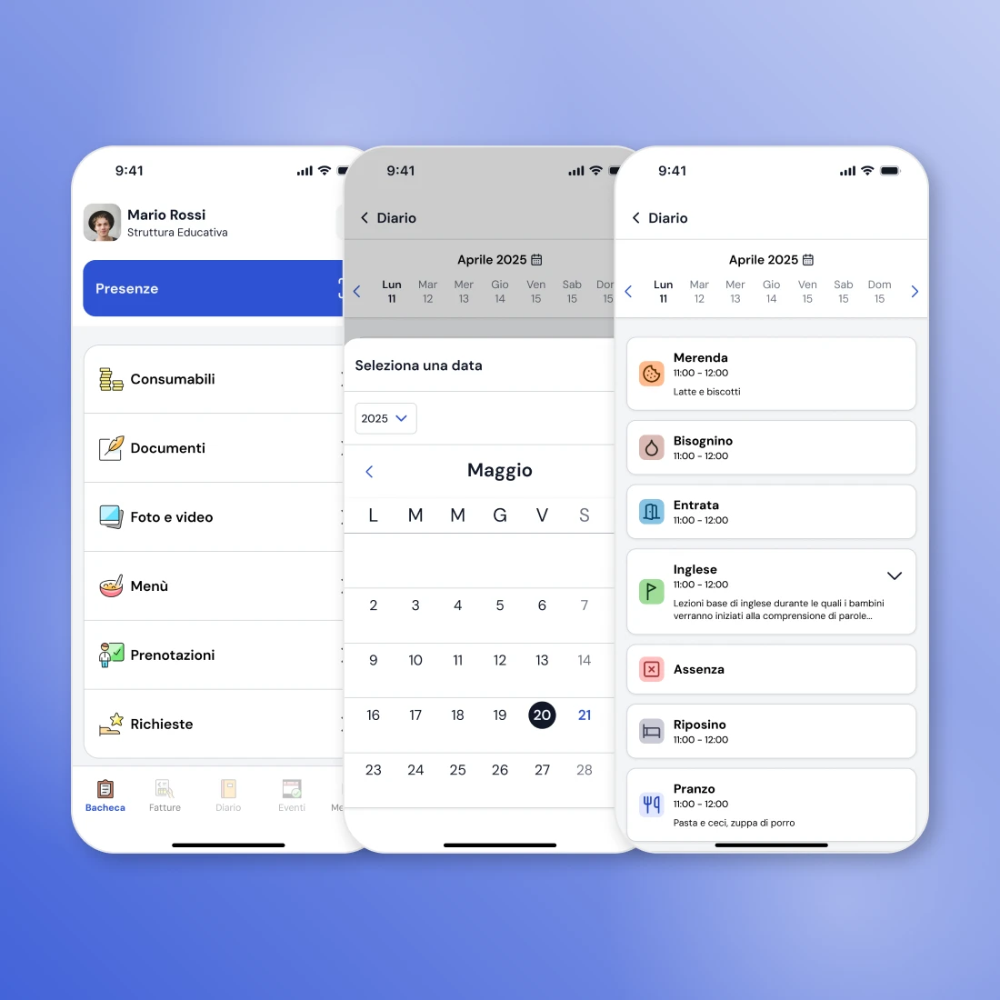 Interfacce principali dell'app