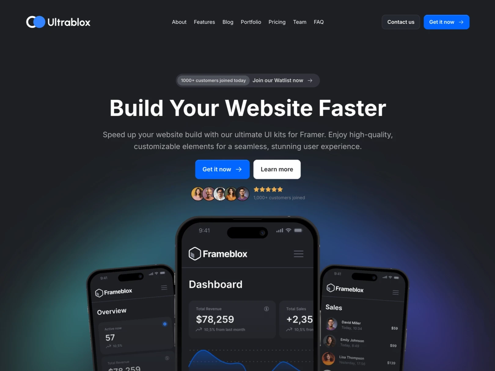 Ultrablox - Dark SaaS Framer Website Template