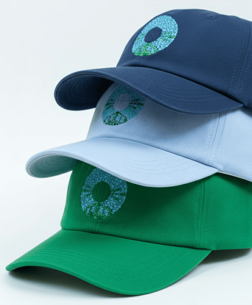 Caps with embroidered logomark