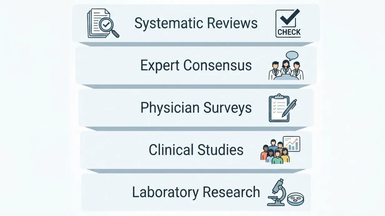 Evidence types used to evaluate PDRN in dermatology