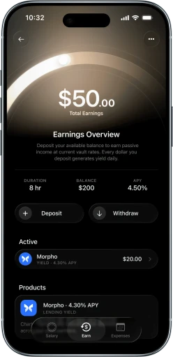 Charter App Earn UI