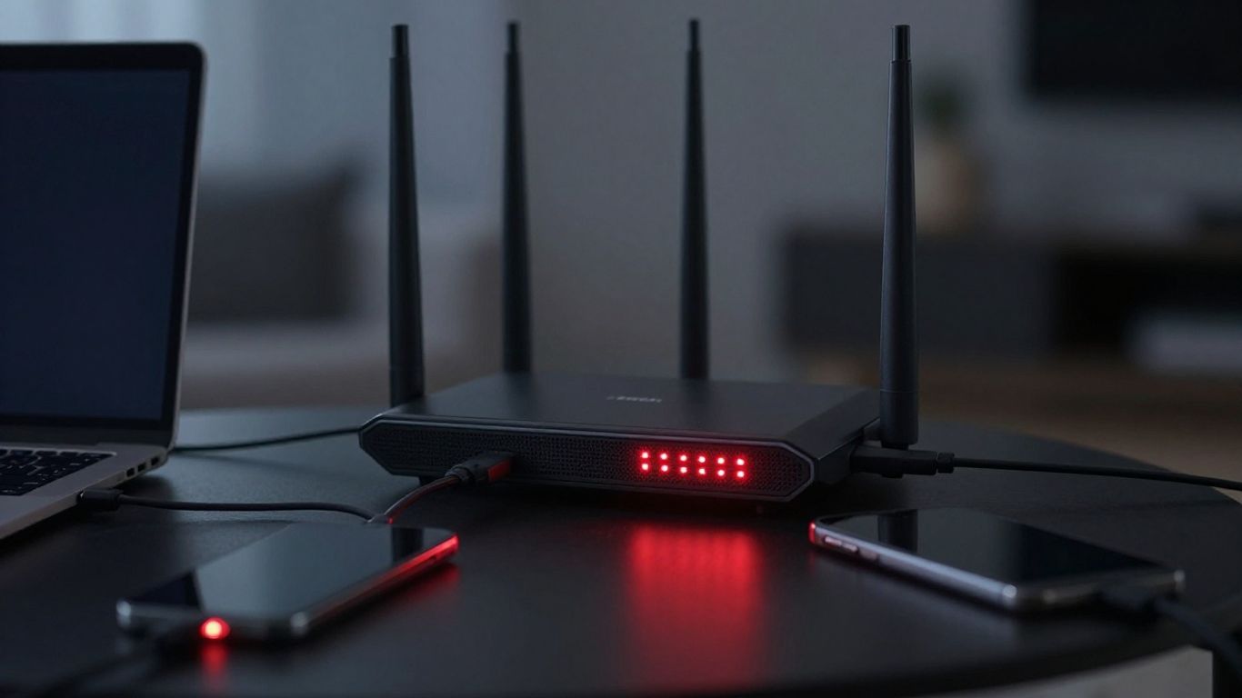 A home router beside connected devices