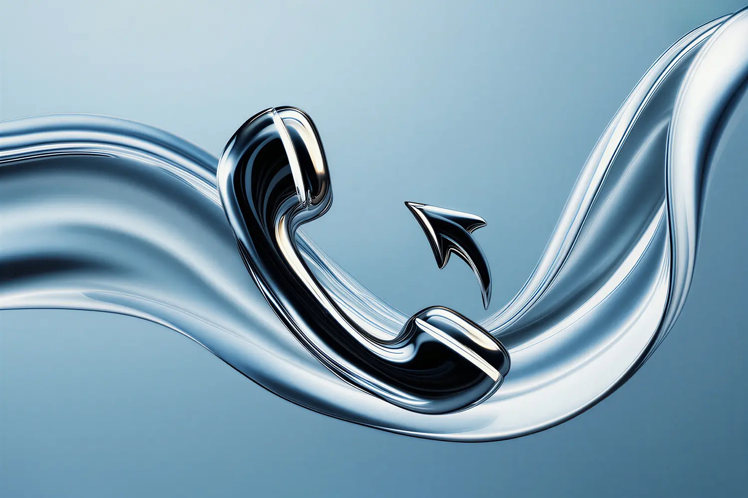 Abstract Blue wave with phone icon