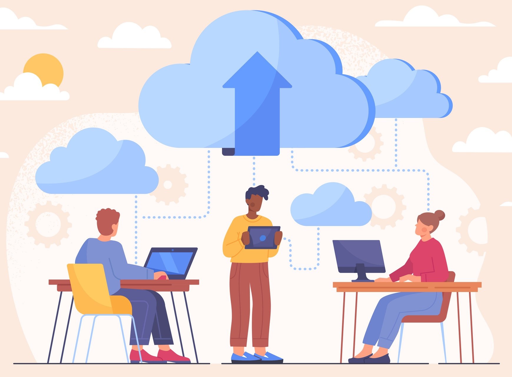 Image showing engineers interacting with cloud infrastructure.