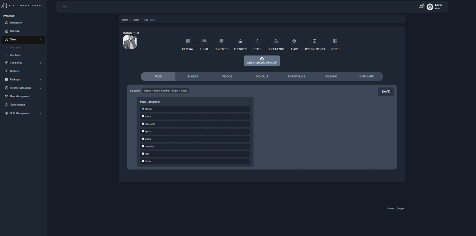 ANT Portal media manager tags and divisions