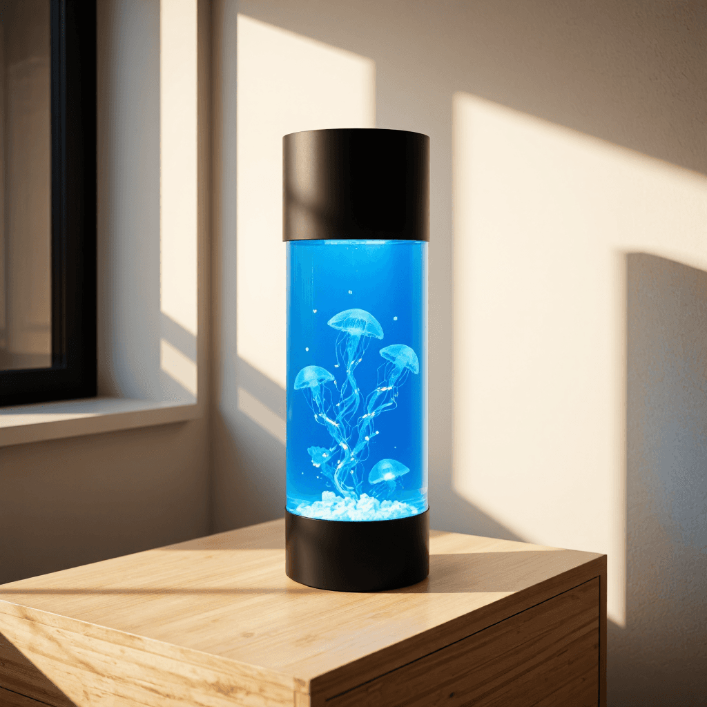 product photography of a decorative jellyfish lamp