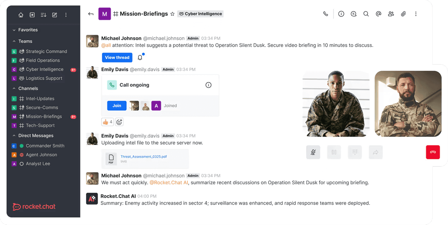 Interface of Rocket.Chat