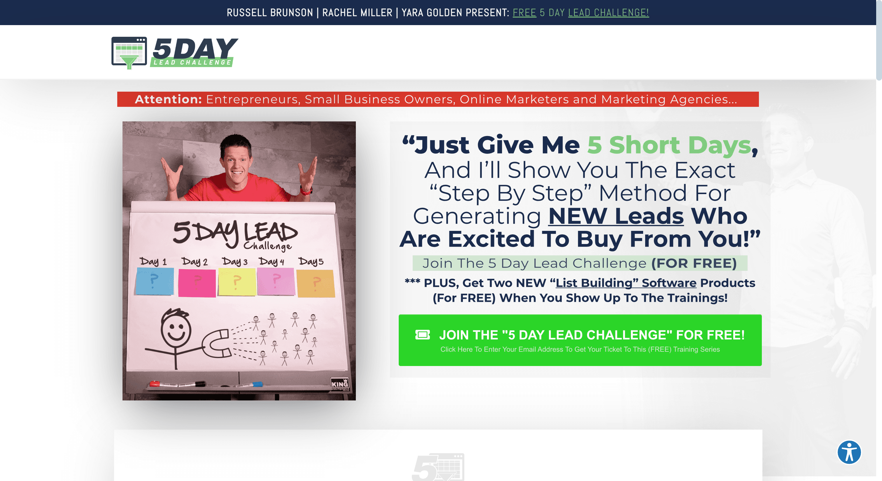 ClickFunnels uses a 5-Day Lead Challenge funnel