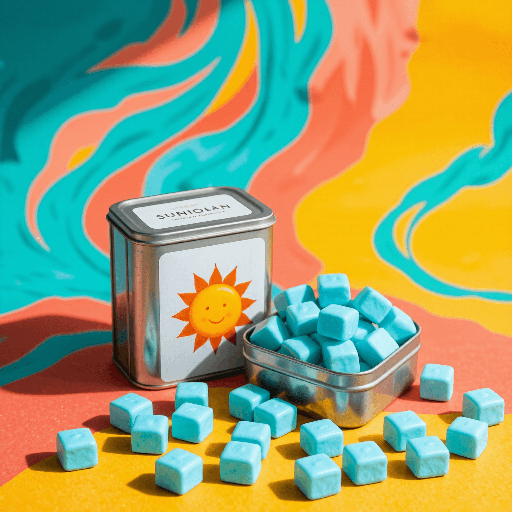product photography of a tin of xylitol candies