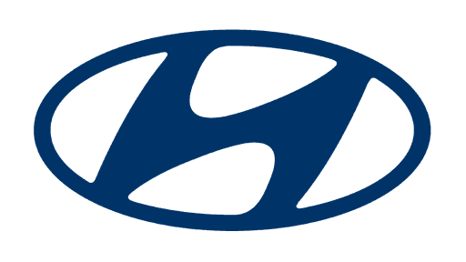 A blue Hyundai logo featuring a stylized, slanted "H" enclosed in an oval.