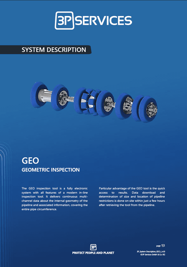 Das GEO-Geometrie-Inspektionswerkzeug von 3P Services: ein modernes Inline-Inspektionswerkzeug zur Analyse von Pipelines.