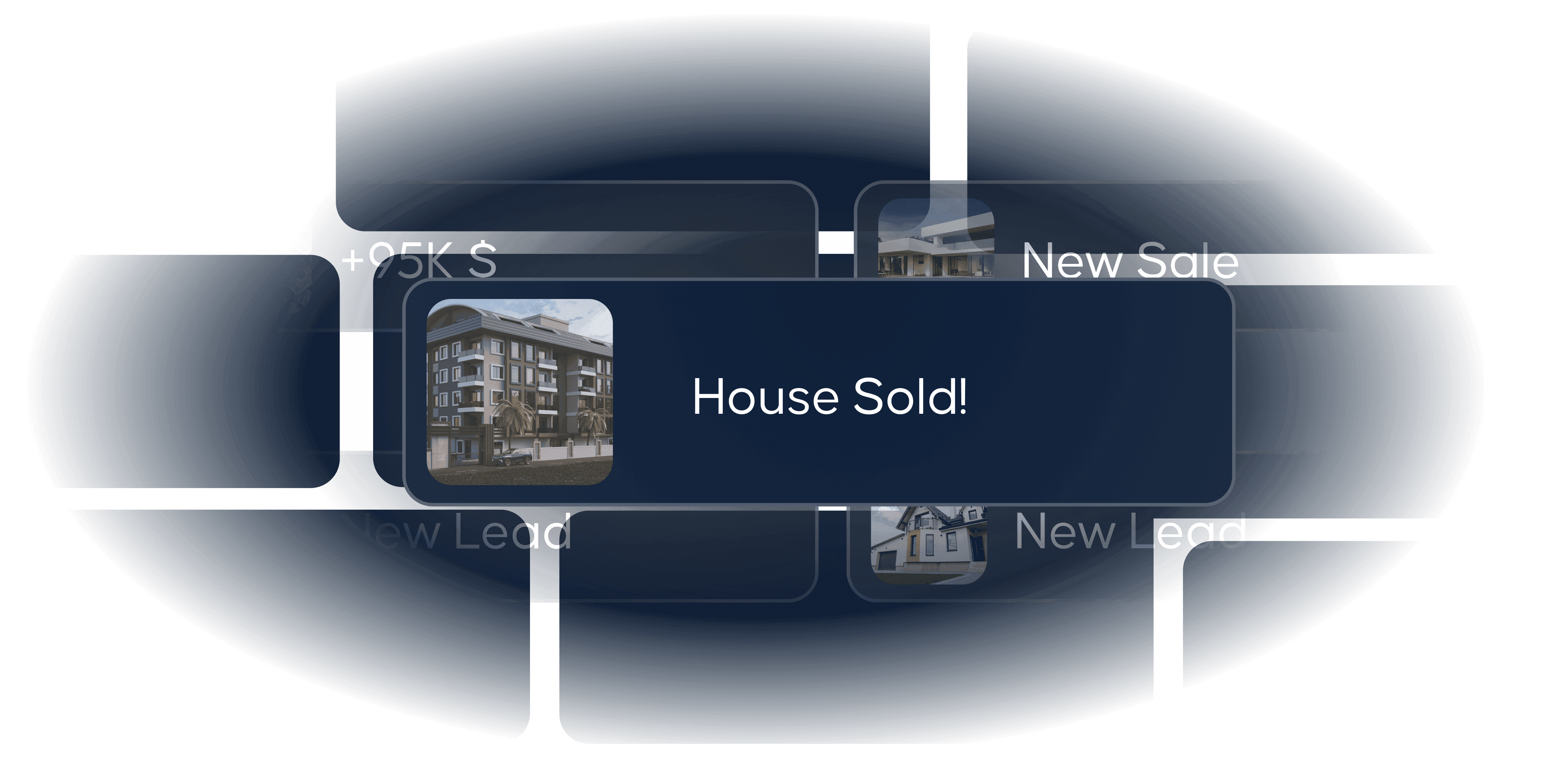 Casa Verde Framer template showing a "House Sold!" notification.