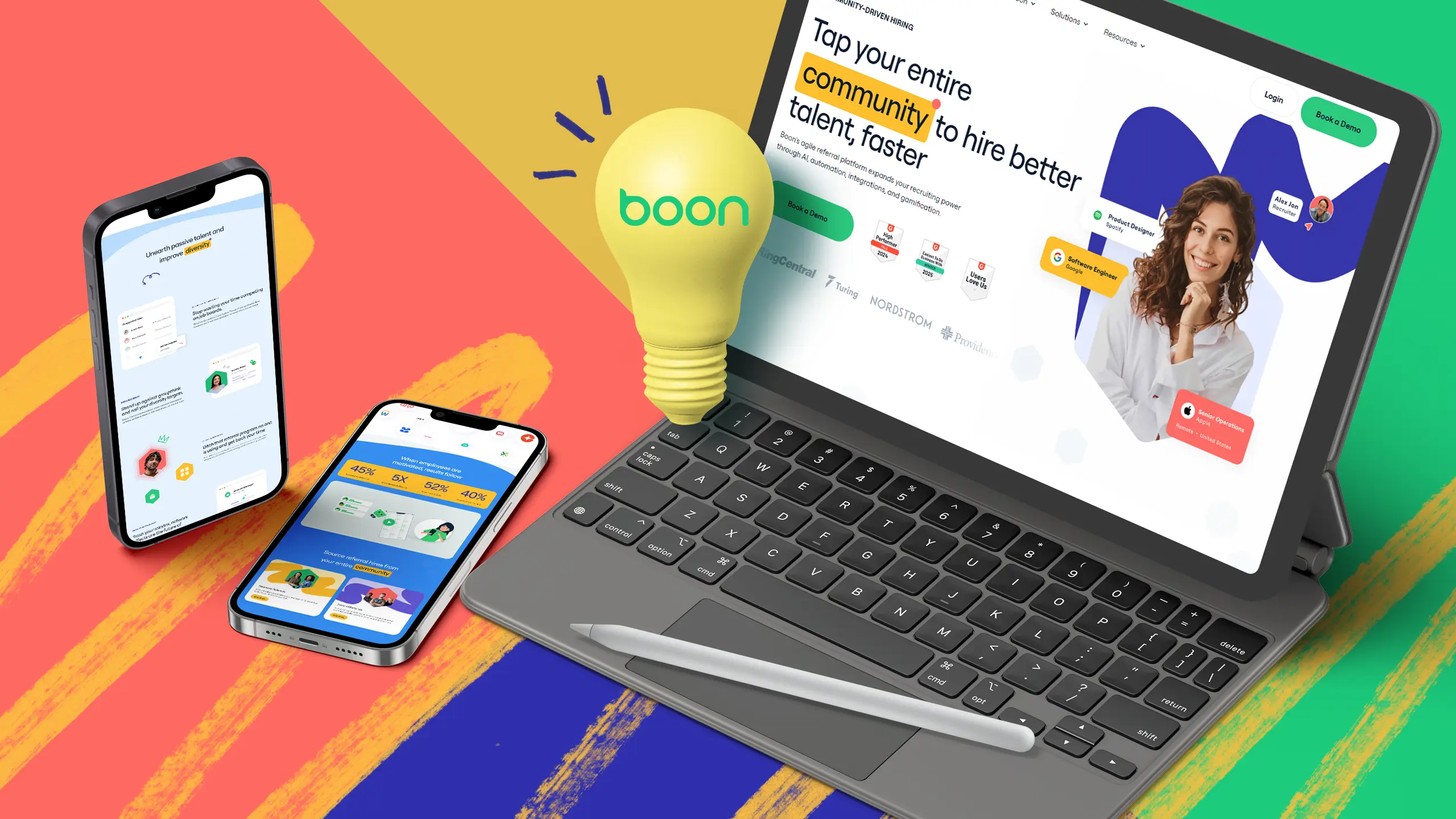 Colorful UX/UI in contemporary style for HR-oriented platform