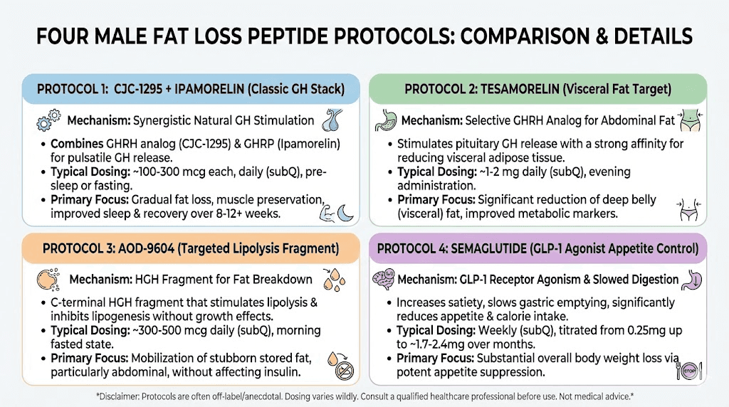 Fat burning peptide stacking protocols for men comparison chart