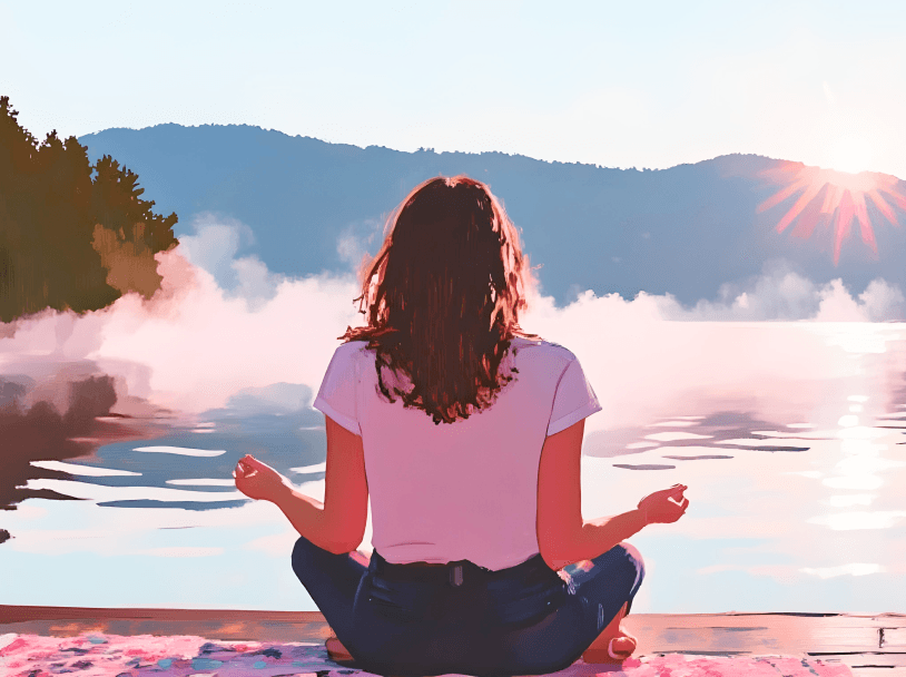 A woman meditating