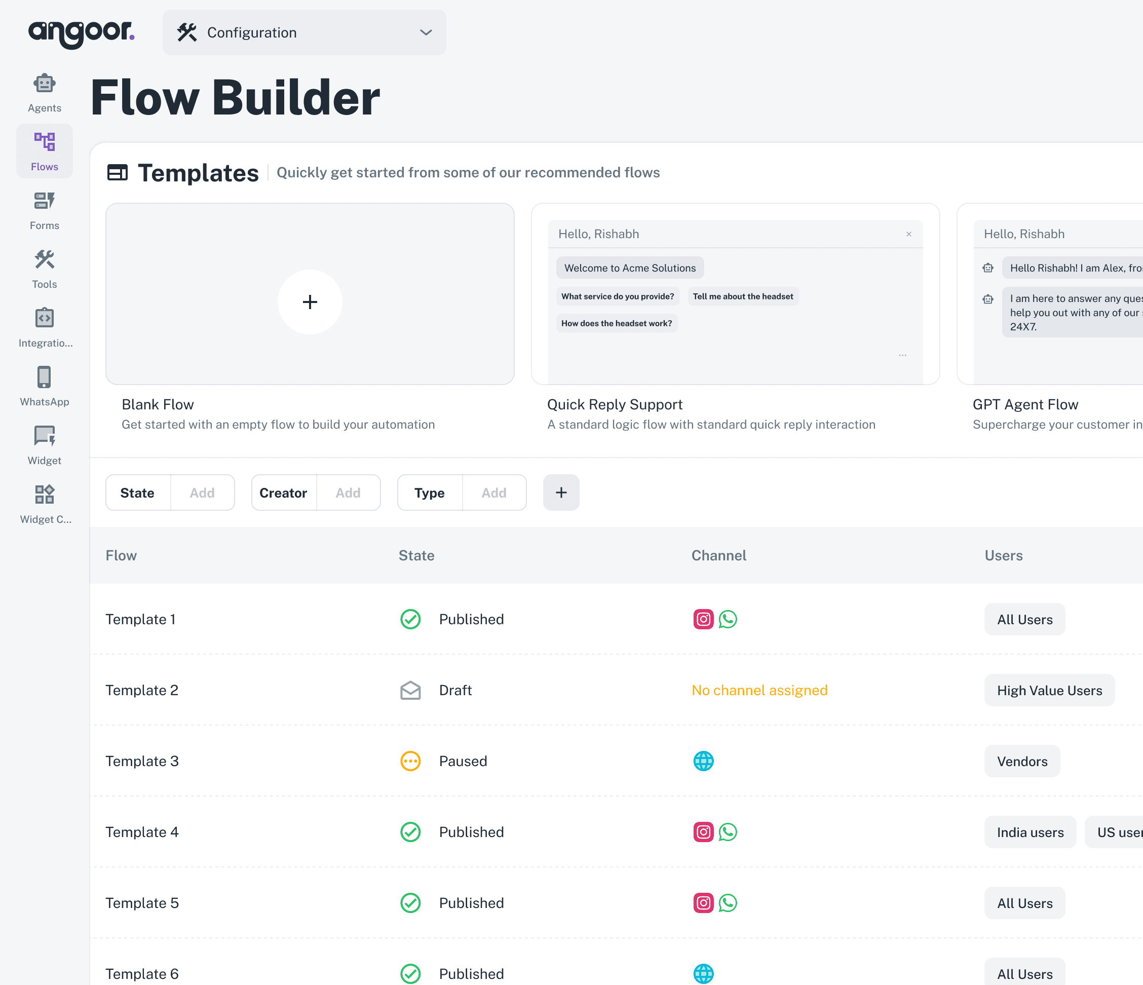 Angoor AI Flow Builder