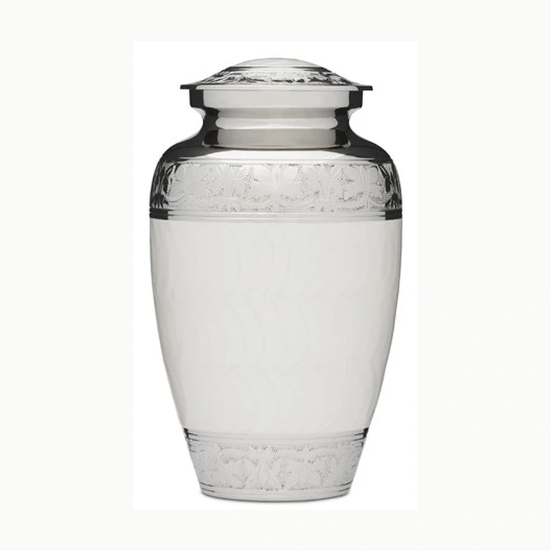 White Enamel & Nickel Urn — original supplier catalogue image
