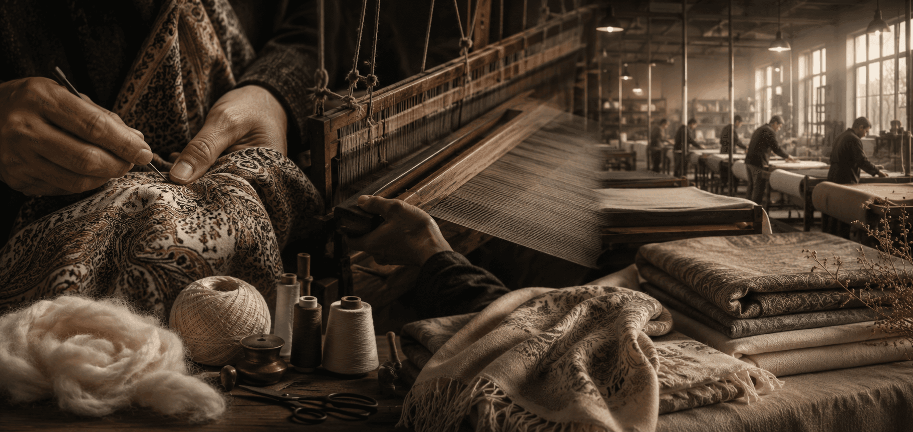 Handcrafted Kashmiri textile from the Kashmir Looms collection