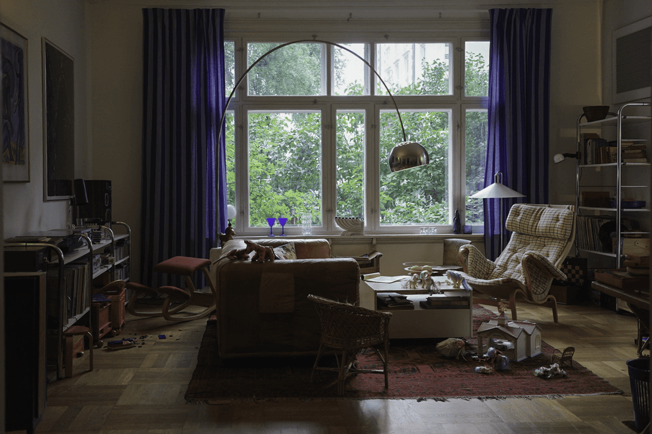 Living room with chairs and toys.